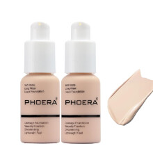 Confezione da 2 fondotinta correttore opaco per il controllo dell'olio PHOERA Nuovo fondotinta liquido opaco impermeabile a lunga durata da 30 ml