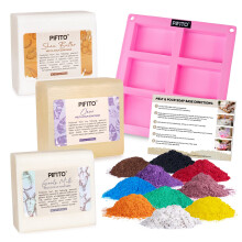 Pifito zeepmaakset DIY zeepmaakbenodigdheden 3 lbs smelt- en gietzeepbasis geitenmelk sheaboter helder 10-pack mica