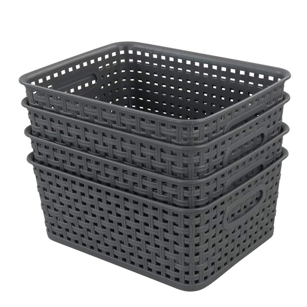 Lot de 4 petits paniers de rangement en plastique gris Nicesh 10 x 77 x 4
