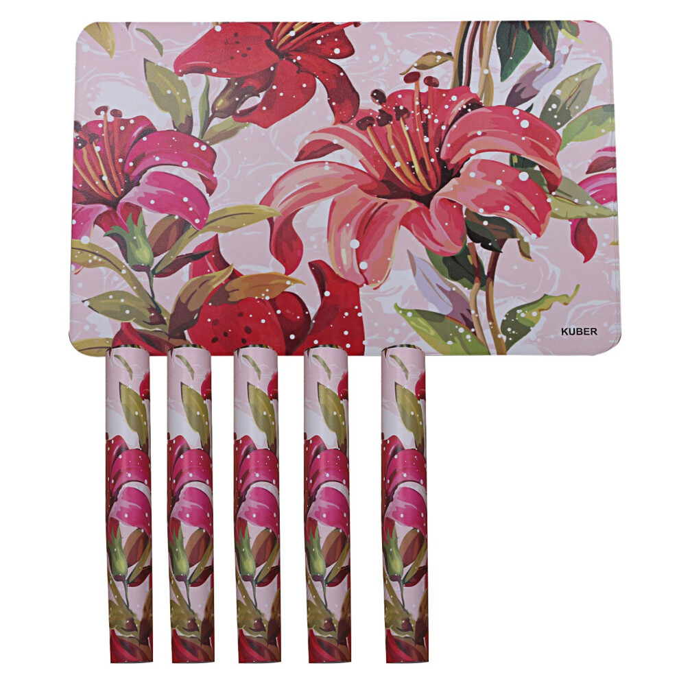 Ensemble de 6 sets de table en PVC     motif floral de Kuber Industries (rose) CTKTC13698