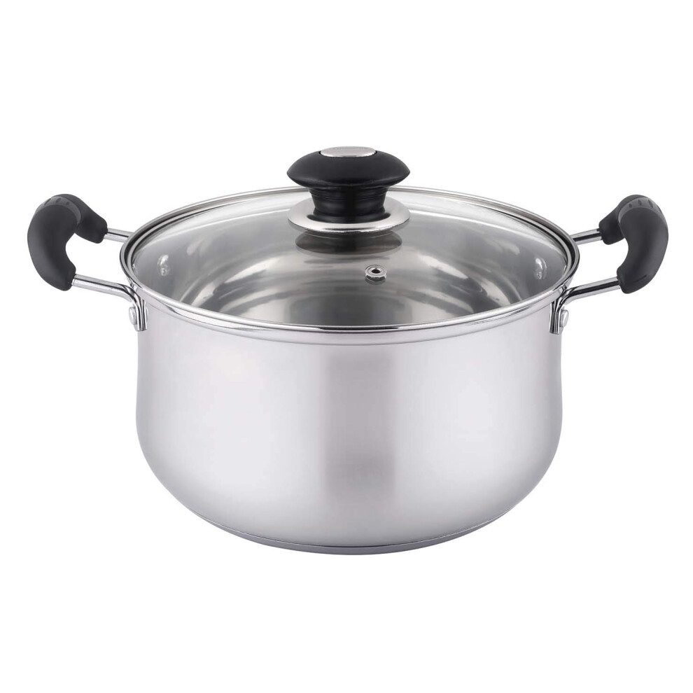 Uniware Stainless Steel Pot with Glass Lid (2 QT) Silver/Black-image-OPC-PFPSMYJ-NEW