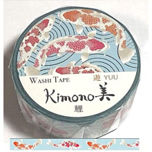 Kamiiso - Kimono Masking Tape - Washi Tape (15 mm) Foliestempling - Fisk Koi - til scrapbog Kunsth?ndv?rk DIY
