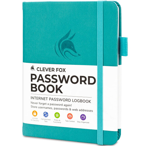 Libro delle password Clever Fox con schede. Indirizzo Internet e password Orga 1
