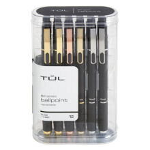 TUL BP Series Retractable Ballpoint Pens Medium Point 1.0 mm Black Barrel Black Ink Pack Of 12 Pens