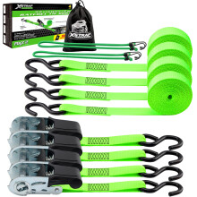 XSTRAP STANDARD Spanngurte mit Ratsche, 4 Stck, 15 Fu, 1500 Pfund Bruchfestigkeit, Frachtgurte zum Bewegen von Gerten, Rasengerten, Motorrdern,