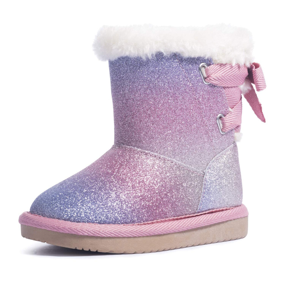 Bottes de neige     paillettes pour filles KRABOR Doublure en coton Chaussures d'hiver chaudes antid   rapantes