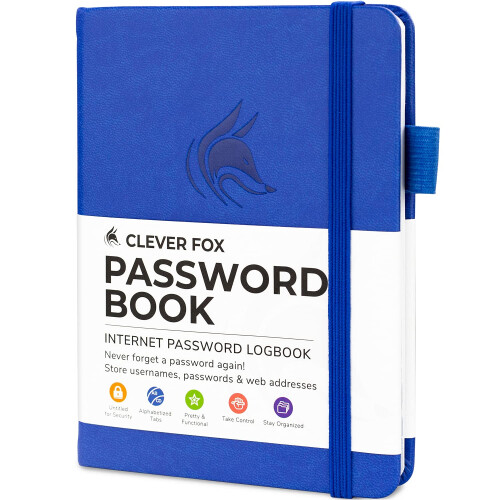 Libro delle password Clever Fox con schede. Indirizzo Internet e password Orga 1