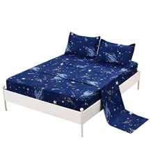 MAG 4-teiliges Bettwsche-Set, Weltraum-Bettwsche, Galaxie-Bettwsche, Planeten, Sterne, Raketen, Queen-Size-Bettlaken-Set fr Kinder, Teenager und