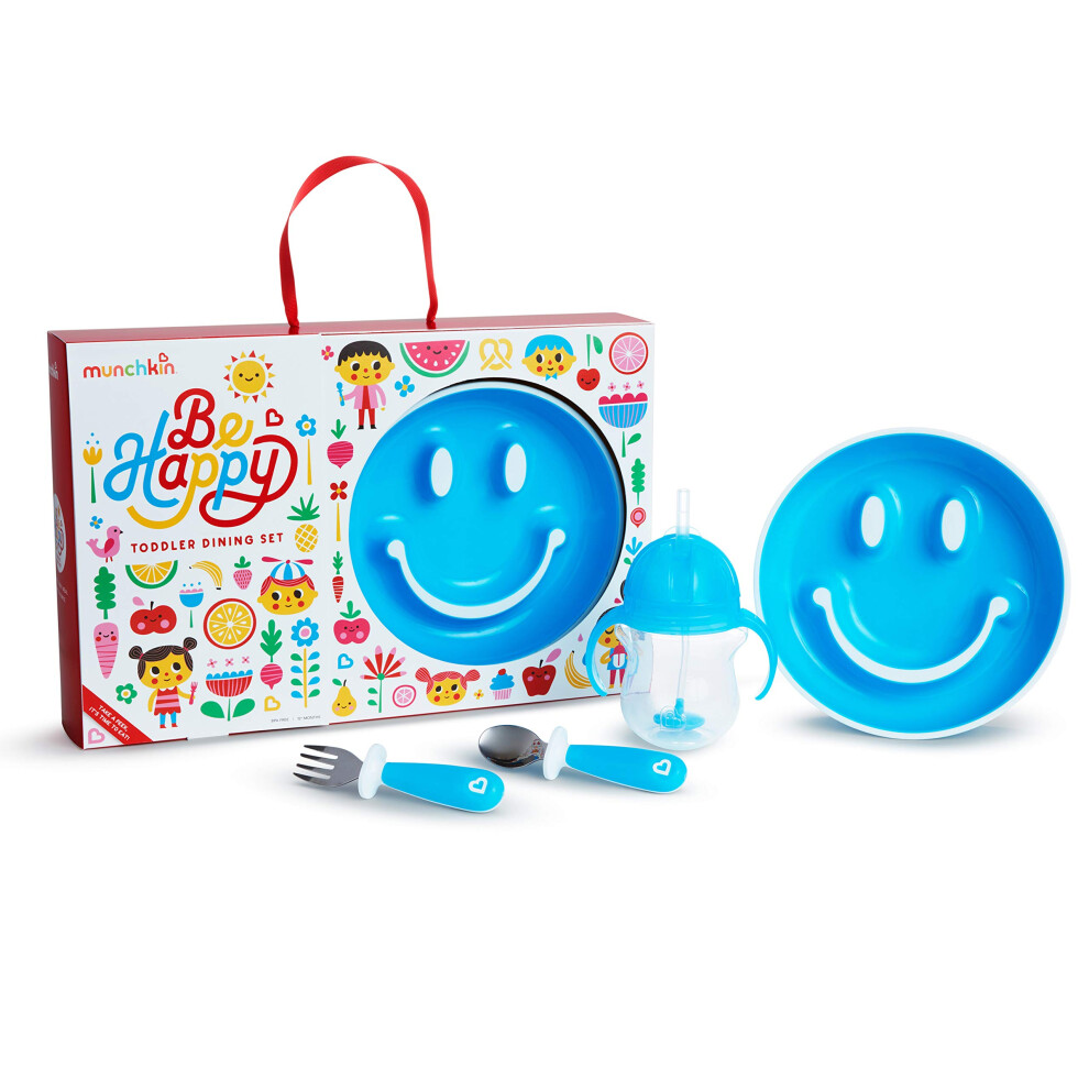 Munchkin Be Happy Toddler Feeding Supplies Gift Set  Includes Happy Fa