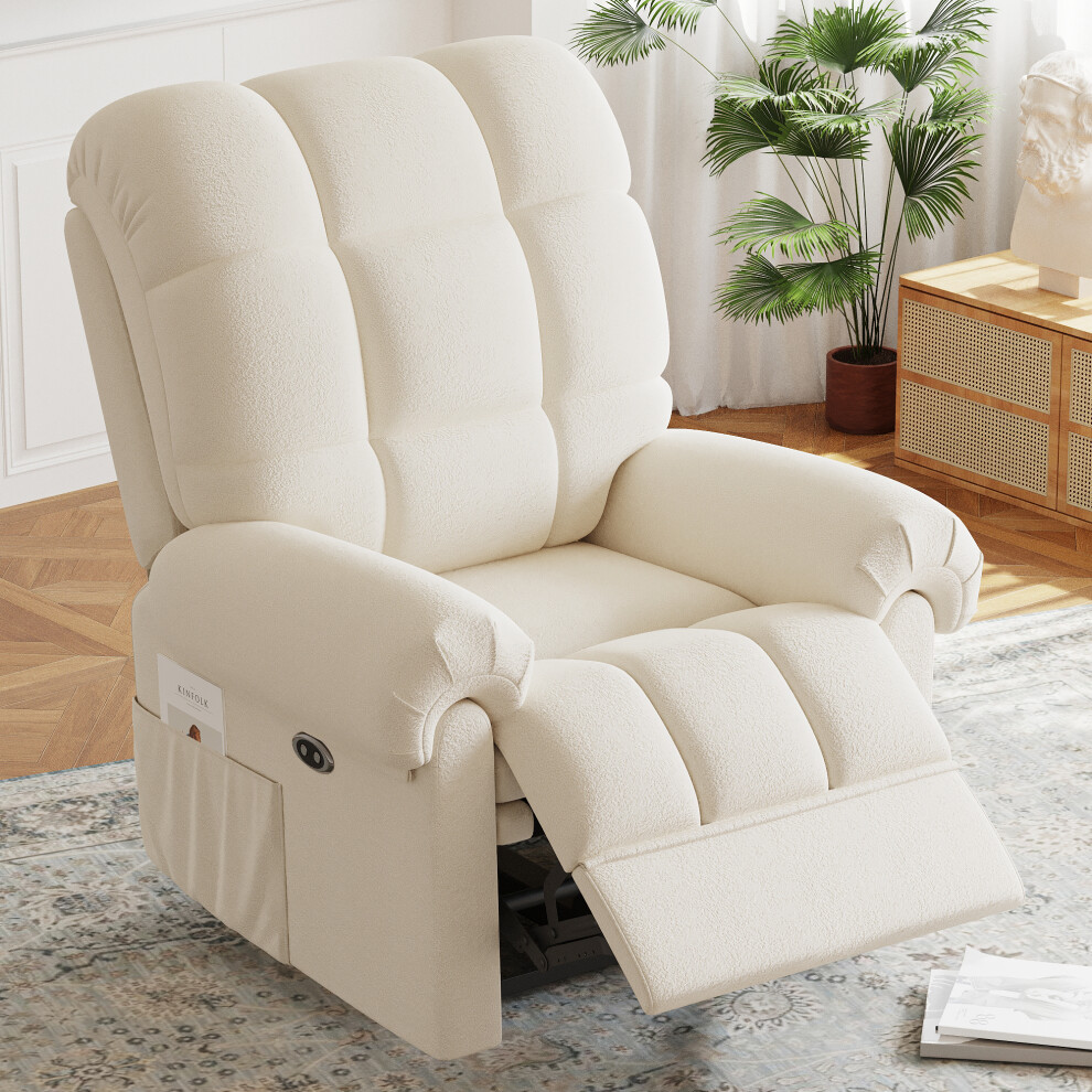 Teddy velvet beige 1-seater electric sofa (British standard)