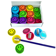 Ceruzahegyezok gyerekeknek leveheto neon sznu fedovel (48 csomag - Smile FACE)