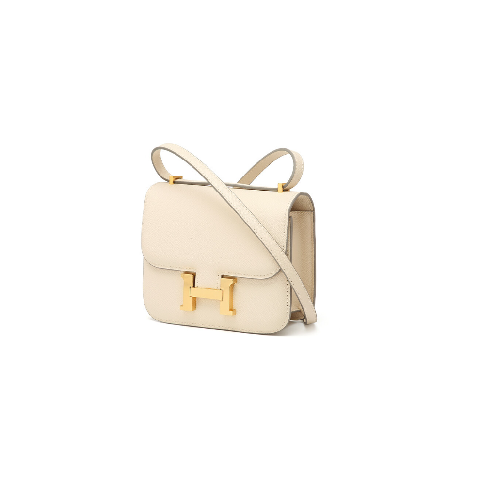 (Off-white) H-buckle fashion women's bag 24cm palm print small square bag shoulder bag multi-functional women's bag