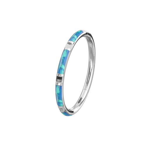 (Dark Blue, 10mm) 316L Surgical Steel Opal Studded Hinged Segment Clicker Ring 1