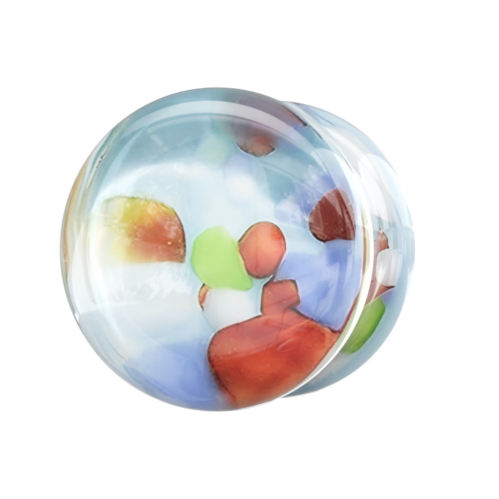 (5mm, Single Piece) Pyrex Glass Rainbow Colour Pebble Ear Plug-image-OPC-PG9G8R5-NEW