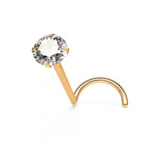 (Rose Gold, 1.5mm) 9K Gold Round Jewelled Nose Screw