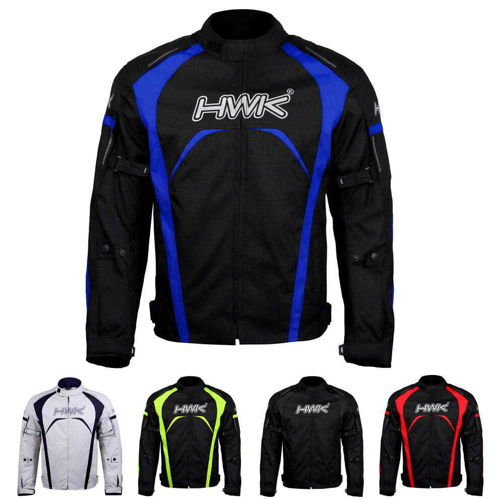 Hwk Motorcycle Jacket Men's Riding Textile Racing Motorbike Hi-Vis Biker Ce Armored Water Resistant Jackets ( S) Blue 760412399757