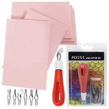 Stempelkissen fr Gummistempel im 5er-Pack (6 x 4) und Stempelschnitzwerkzeuge Blockdruck-Set von Pixiss Druckzubehr fr Gummiblock-Stempelherst