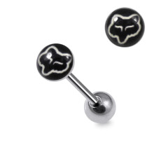 (Black Wolf) 316L Surgical Steel Cartoon Character Logo Tongue Balls