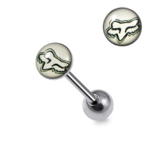 (White Wolf) 316L Surgical Steel Cartoon Character Logo Tongue Balls