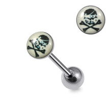 (White Crossbone) 316L Surgical Steel Cartoon Character Logo Tongue Balls