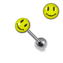 (Yellow Smiley) 316L Surgical Steel Cartoon Character Logo Tongue Balls
