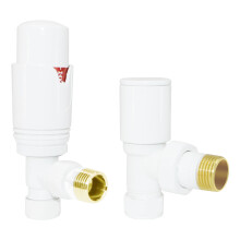 Designer Radiator Valves White Angled 15mm x 1/2" Thermostatic Twin Pack