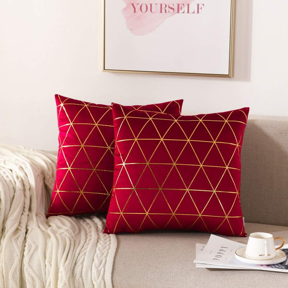 NordECO HOME Lot de 2 housses de coussin d   coratives carr   es pour canap   , lit, d   coration de No   l, 40,6 x 40,6 cm
