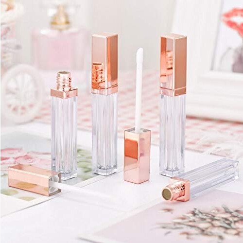 NATUWORLD 6PCS 5ml/0.17oz Άδειες Σωλήνες Γυαλιού Χειλιών με Βούρτσα και Ροζ Χρυσό Καπάκι 1