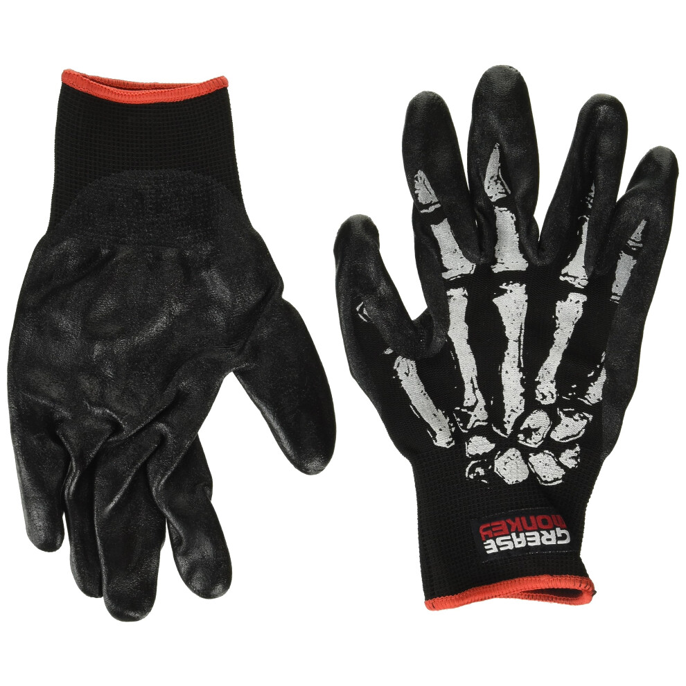 Grease Monkey Bone Series Foam Nitrile Mechanic Gloves With Grip, Work Gloves And All Purpose Gloves, Bones, X-Large (25278-26) 731919252784