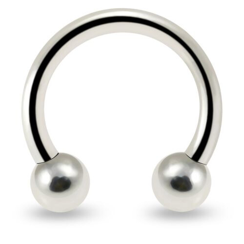 (Silver, 10mm) 925 Sterling Silver Circular Barbell with Ball