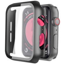 Langboom schwarze Hartschale kompatibel mit Apple Watch SE Serie 6 Serie 5 Serie 4 40 mm mit Displayschutzfolie iwatch Ultradnne HD-Displayschutzfol