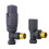 NRG Anthracite Angled TRV Thermostatic Radiator Valve + Manual Valve Pack 1