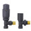 NRG Anthracite Angled TRV Thermostatic Radiator Valve + Manual Valve Pack 2
