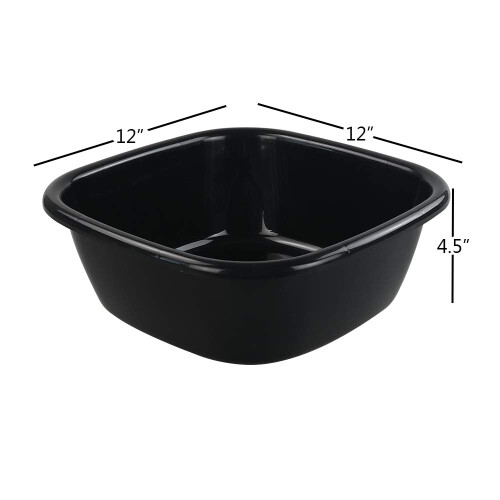 Kekow 4-Pack Small Wash Basin Pan 8 Quart Black Dish Pan 1