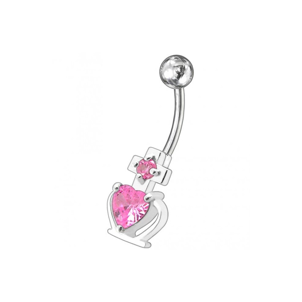 (Silver, Lavender) Fancy Zirconia Jewelled Non-Moving SS Bar Belly Ring-image-OPC-PG9GDSH-NEW