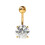 (Silver, Emerald) 925 Sterling Silver Round Jewelled Non-Dangling Belly Button Ring 3