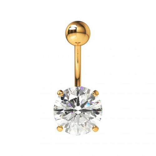 (Silver, Emerald) 925 Sterling Silver Round Jewelled Non-Dangling Belly Button Ring 2