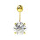 (Silver, Emerald) 925 Sterling Silver Round Jewelled Non-Dangling Belly Button Ring 4