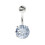 (Silver, Emerald) 925 Sterling Silver Round Jewelled Non-Dangling Belly Button Ring 9