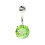 (Silver, Emerald) 925 Sterling Silver Round Jewelled Non-Dangling Belly Button Ring 10