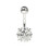 (Silver, Emerald) 925 Sterling Silver Round Jewelled Non-Dangling Belly Button Ring 6