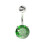 (Silver, Emerald) 925 Sterling Silver Round Jewelled Non-Dangling Belly Button Ring 1