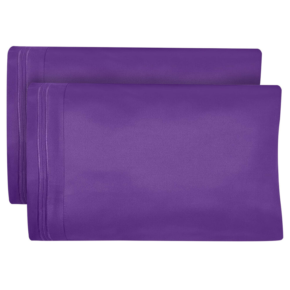 Lot de 2 taies d'oreiller en microfibre DREAMCARE Queen Size - Microfibre double bross   e douce de qualit    sup   rieure - Violet
