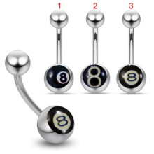 (3) 8 Ball 316L Surgical Steel Curved Belly Banana