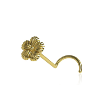 (9K Solid Gold) 9K and 14K Solid Yellow Gold Flower Nose Screw Gold Nose Screw