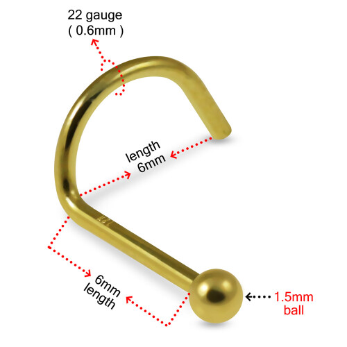 18K Yellow Gold plain Ball Nose Screw 2