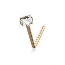 (White Gold, 1.5mm) 9K Gold L-Bend Jewelled Nose Stud