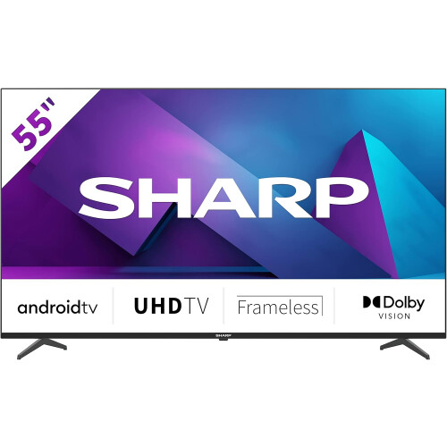Sharp Sharp 4T-C55FN6KL2AB 55-Inch 4K Android Smart TV, Frameless UHD HDR with Google Assistant 1
