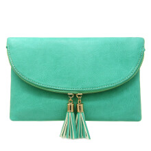 Solene Damen Envelop Clutch Umhngetasche mit Quasten-Akzent (WU075-Trkis)