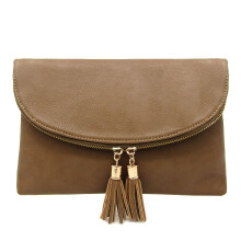 Solene Damen Envelop Clutch Umhngetasche mit Quasten-Akzent (WU075-Stone)